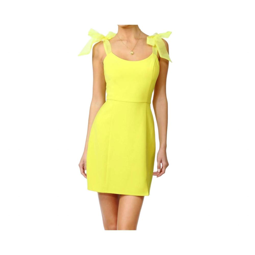 NEW ADELYN RAE gia ribbon strap mini dress in yellow